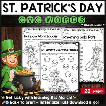 St. Patrick's Day CVC Words Worksheets & Activities | Lucky Phonics Morning Work