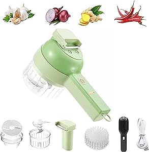 4 In 1 Handheld Electric Vegetable Cutter Set, Mini Food Chopper, Mini Food Processor, Vegetable Chopper, Vegetable Slicer and Dicers Electric, Garlic Chopper