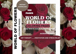 100 Flowers Coloring Pages: Printable Floral Designs for Kids & Adults (PDF Download) - Etsy