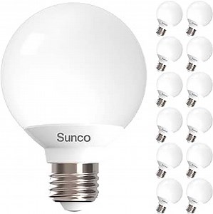 Sunco 12 Pack Vanity Globe Light Bulbs G25 LED for Bathroom Mirror 40W Equivalent 6W, 2700K Soft White, Dimmable, 450 LM, E26 Base, Round Frosted Decorative Bulb, UL & Energy Star Listed