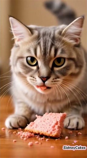 Cat love eating cake 😍 #shorts #cat #catshorts #cake