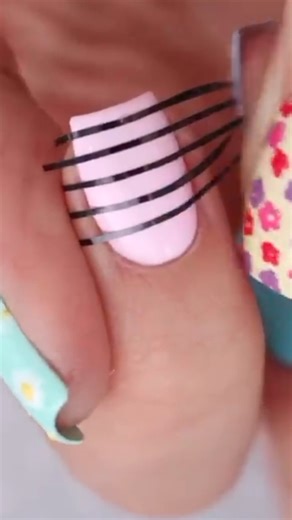 Pink & Yellow Stripe Nail Art #nailart | cutepolish