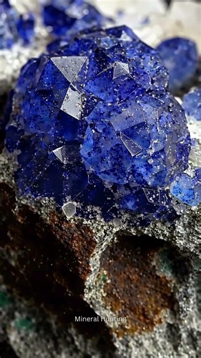 Beautiful Rare Deep Blue Azurite Crystals Found in Morocco! #shorts
