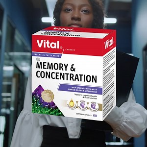 Give your brain the boost it needs! 💡 Powered with Ginkgo biloba, Vitamin B12 & Folic Acid, Vital Memory & Concentration is scientifically formulated to enhance memory, focus and cognitive function - especially in times of stress. Find our new-look packaging in stores now. #VitalityIsVital | Vital Health Foods - SA