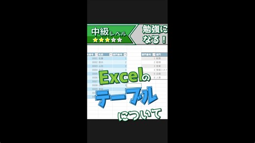 【縦動画】Excelのテーブルについて