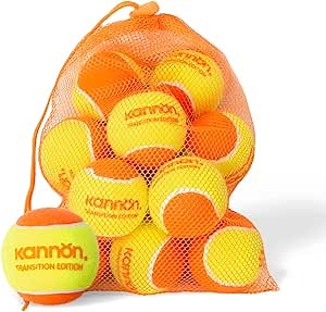 YUESHENG Orange Beach Tennis Balls - 50% Low Compression Stage Tennis Ball for Beginners Kids Training Practicing Playing Beach Tennis Balls 12-Pack with Carry Bag