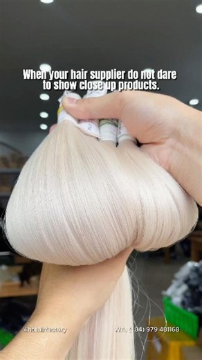 Bulk hair extensions light color close up #viralshort #hairextensions #hairfactory #blondehair #hair