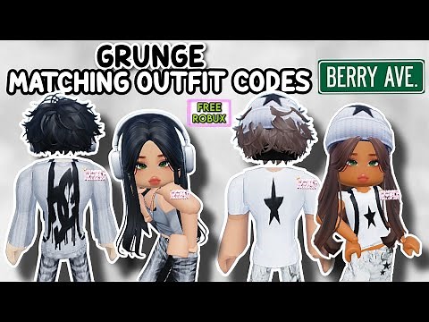 GRUNGE GIRL AND BOY MATCHING OUTFIT CODES FOR BERRY AVENUE & BLOXBURG 🖤✨