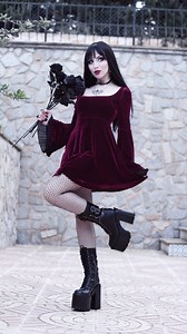 𝕾𝖆𝖈𝖗𝖎𝖋𝖎𝖈𝖊 🥀 D E T A I L S Outfit from @killstar - Beatrix dress (XS) - Rogue boots Check out Killstar's Cyber Monday and use CYBER10 to save even more on your favs 🖤 Jewelry from @alchemyengland Goth outfit ideas Gothic fashion inspiration Red velvet dress Alternative style Vampire vibes Romantic goth Elegant goth Platform boots Alt girl Goth model #killstar #wearekillstar #cybermonday | Vesmedinia