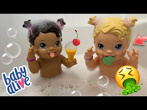NEW Baby alive dolls swimming in the Bath 🛁 Lucy gets sick!