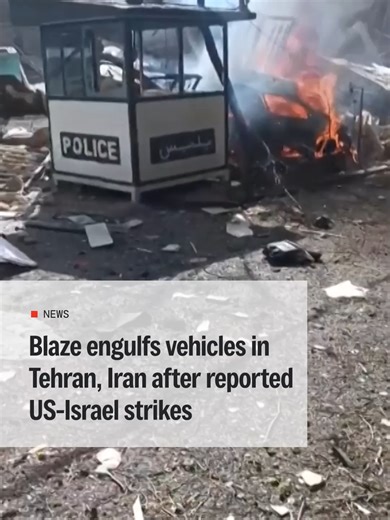 Eyewitness videos showed flames rising from burning vehicles and rubble scattered across a Tehran street after the US and Israel announced strikes in the region. Emergency response teams worked among charred vehicles while damaged pavement and debris littered the ground. The strikes were part of a coordinated US and Israeli operation targeting Iran’s leadership and military infrastructure following months of rising tensions over Tehran’s nuclear programme. #DonaldTrump #Israel #Iran #MiddleEast