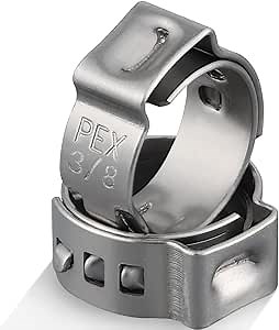 OURU 150 Pack 3/8 Inch Pex Clamps,304 Stainless Steel Pex Cinch Clamps Stepless Pex Crimp Rings PEX fittings Pinch Clamps,Single Ear Hose Clamps for Pex Tubing Pipe - Amazon.com
