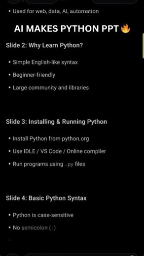 AI explains Python in PPT style 😱 #coding #students #python