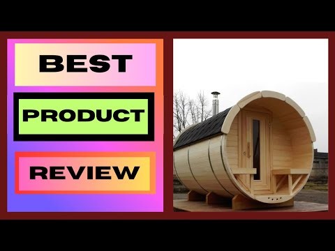 Outdoor traditional barrel sauna panoramic Finnish red cedar sauna