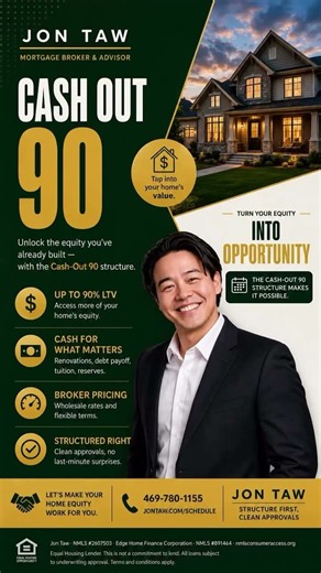 What is a 90% cash-out refinance? It’s a refinance that lets a homeowner borrow against up to 90% of