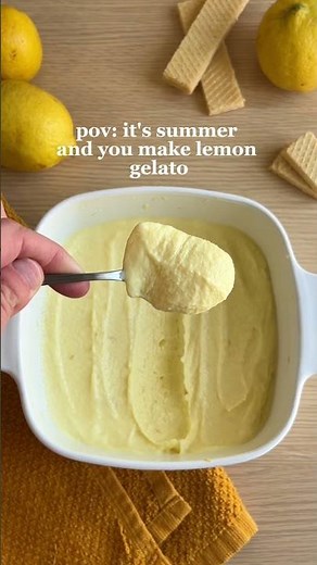 POV: it’s summer and you made lemon gelato 🍋☀️ no-churn & creamy! #gelato #summerdessert #nobake
