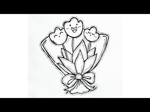 How to draw the happiest tulip bouquet ever! ✍️🌷