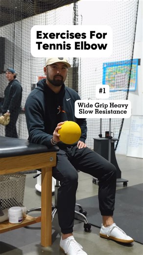 BYoung Physical Therapy | Shoulder & Elbow Specialists on Instagram: "Two proven exercises for Tennis Elbow that actually help.� Lateral elbow pain usually comes from irritated wrist extensor tendons—these two drills build strength where it matters: Wide Grip Heavy–Slow Resistance: loading the extensor chain with a wide grip encourages tendon remodeling. �Extension Isometric: a controlled hold to reduce pain and help the tendon handle load better. If gripping, lifting, or typing sets off your el