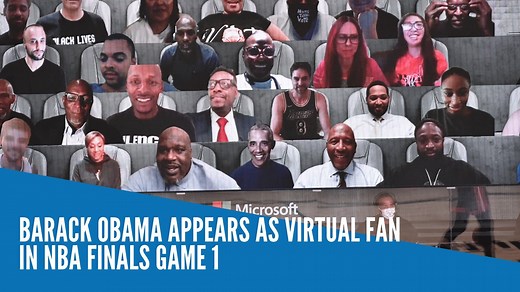 Former US president Barack Obama appeared at courtside as a virtual fan during Game 1 of the NBA finals between the Los Angeles Lakers and the Miami Heat. 📹: The Office of Barack and Michelle Obama | INQUIRER.net