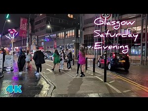 Scotland at Night- Walking through amazing Glasgow Streets | Scotland night life (4K UHD) EP#1