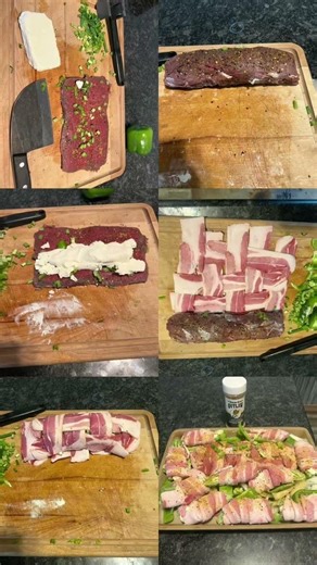 Deer Backstrap cream cheese wrapped in bacons,onions and jalapeño