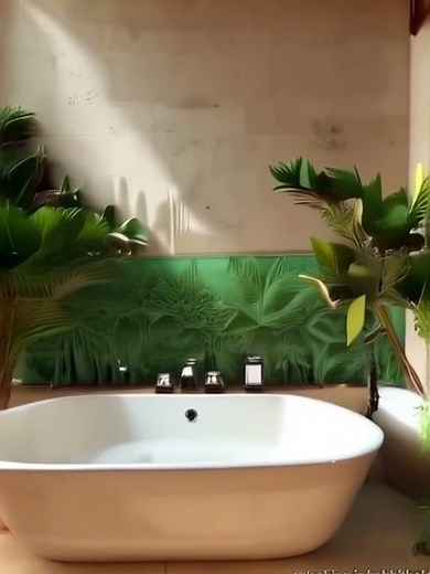 Tropical Bathroom Design for a Luxurious Spa Experience #TropicalBathroomDesign #SpaBathroom