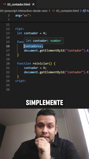 CONTADOR DE CLICS EN JAVASCRIPT #SHORTS #Javascript
