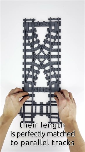 Trixbrix Long 90° Crossing lets you connect tracks at a perfect right angle using full-length ...