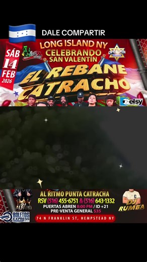 Sábado 14 de febrero #Hempstead #NewYork, celebrando el día del amor y la amistad en el Tenampa bar en 74 North Franklin Street Hempstead, New York #longislandnewyork #honduras Boletos en https://www.boletosexpress.com/el-rebane-catracho--los-rolands-boys--dj-rumba--dj-alfaro/85898/