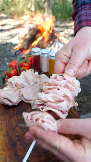 Threading Mortadella for Perfect Skewers #bbq #cooking #technique