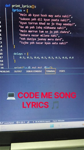 Song Lyrics in VS Code 💻🎵 | Coding Se Lyrics | VS Code