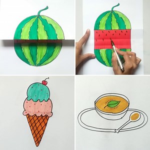 1.2M views · 3.6K reactions | How To Draw A Watermelon Folding Surprise and More | Kids Art & Craft | Facebook