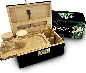 IXIGER Rolling Tray Set with Stash Box & Lockable Storage Box - Complete Rolling Tray Set for Cigarette Rolling, Storage & Organization - Durable & Stylish Rolling Tray for Smokers
