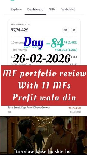Day 84 My Mutual Funds Portfolio updates. #stocktrading #mf #groww #ipo #mutualfunds #profit #review
