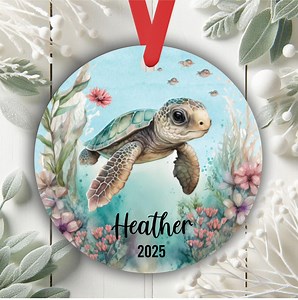 Sea Turtle Ornament, Personalized Sea Turtle Ornament, Custom Christmas Ornament, Keepsake Christmas Ornament, Sea Turtle Decor - Etsy