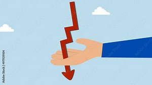 Crypto currency prices dropping led to a market crash, 4k animation of resulting in a bloody breakthrough for traders.