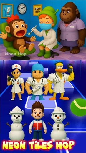 Nina pocoyo coffin dance Spunki 🆚 Tiles hop Edm rush #shorts