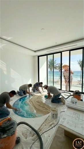 THIS FLOOR IS JUST CRAZY 😱 Infinity Crescent Pool Epoxy Beach Floor 🌙