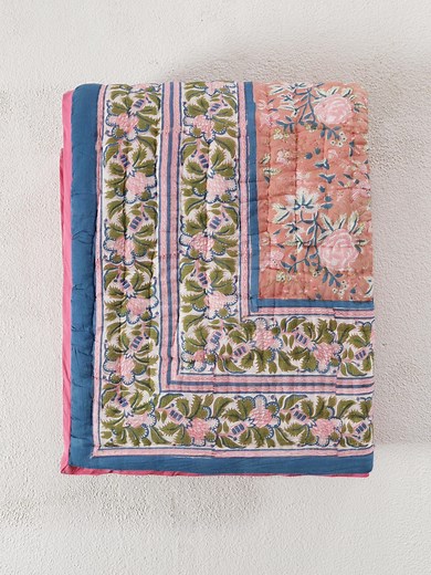 Indian Jaipuri Block Print Quilt Floral Printed Reversible Razai Cotton Handmade Quilt, Jaipuri Kantha Razai , Bedspread Comforter Blanket - Etsy