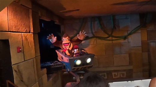 Donkey Kong Mine-Cart Madness - EPIC Universe 2025 SUPER NINTENDO WORLD Minimum Height 40” (102 cm) Take a Wild Ride Through Donkey Kong Country It's up to you to help Donkey Kong protect the Golden Banana on Mine-Cart Madness™. Enter the majestic Golden Temple, board your mine cart and take off in this thrilling family coaster. Speeding through the mine, you'll appear to jump across gaps in the track and perform other eye-popping feats from the Donkey Kong Country video games. This ride has lon