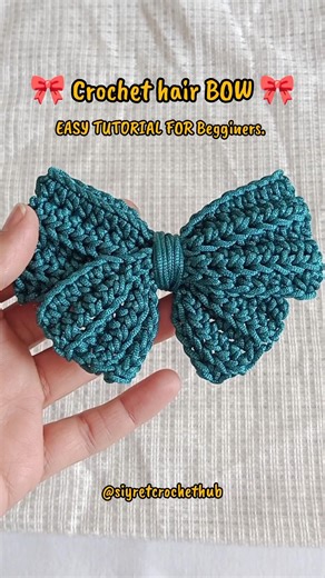 crochet hair BOW 🎀 easy tutorial for begginers ✨ #crochetbow #crochethairclip #crochethairbow #diy