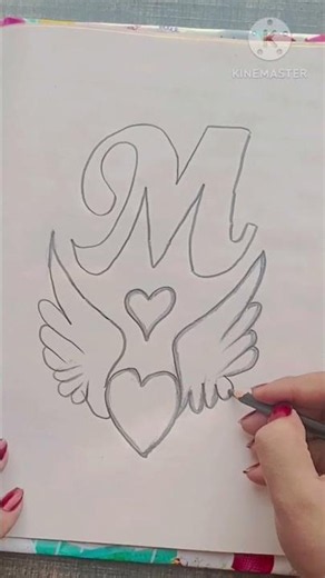 Beautiful drawing easy ll M latter drawing in dill ।। pencil sketch drawing for beginners।#shorts