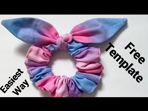 How To Make Scrunchies With Hair Ties & Bunny Ear Bows /Easiest DIY Bunny Ear Scrunchie Free Pattern