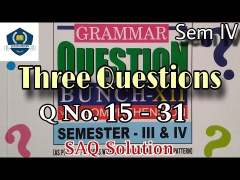 Class XII • Sem - 4 • SAQ • Three Questions• Q No. 15-31 • Duff & Dutt Question Bunch Solution