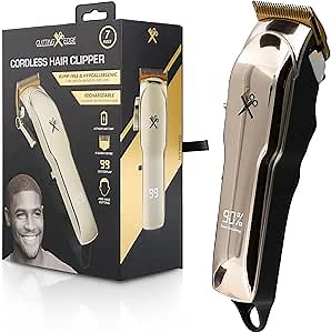 Cutting Edge Hair Clippers, Cordless Rechargeable Hair Clipper for Men & Women, Adjustable Taper, 6 Guide Combs, Hypoallergenic & Heat-Resistant Ceramic Blades, LCD Display, 90 Minute Run-Time