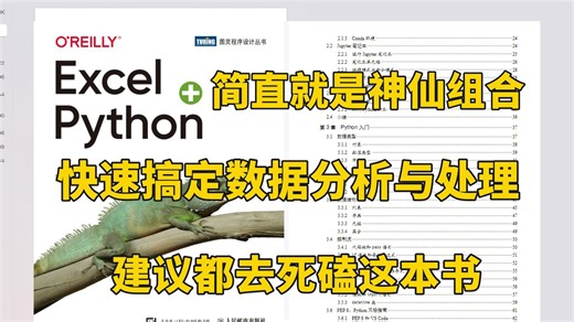 Python Excel简直就是神仙组合！建议所有想学Python的同学，都去死磕这本书！快速搞定数据分析与处理，让你的Excel飞起来！