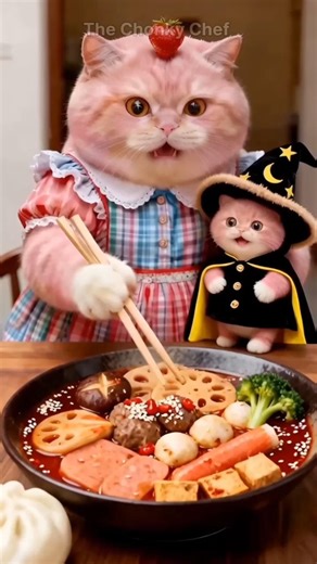 Cute Pink Cat Spicy Mukbang ASMR #cat #explore #cute #trending #shortsfeed #asmr #asmr #funny