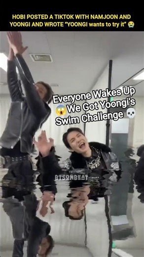 Yoongi's Swim Challenge 🤯🔥HOBI POSTED A TIKTOK WITH NAMJOON AND SUGA, WROTE “YOONGI wants to try it”