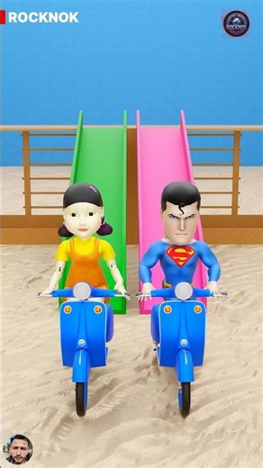 GTAV SQUID GAME GIRL AND SUPERMAN DRIVE SCOOTER 🛴#squidgame#shorts#gtav#gta5#gta6#viral#jcb#hulk