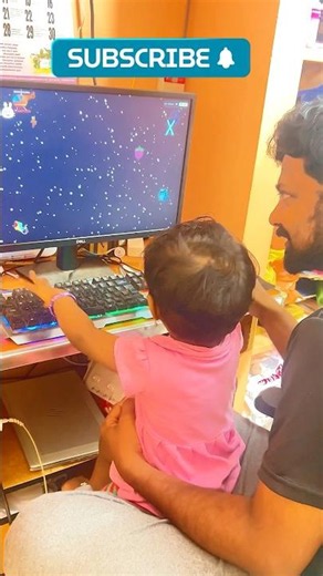 Baby Playing PC Game | Funny Baby Time Pass with Dad #baby #fun #shorts